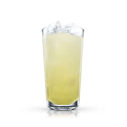 Absolut Black Basil in a highball glass with ice on white background